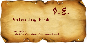 Valentiny Elek névjegykártya